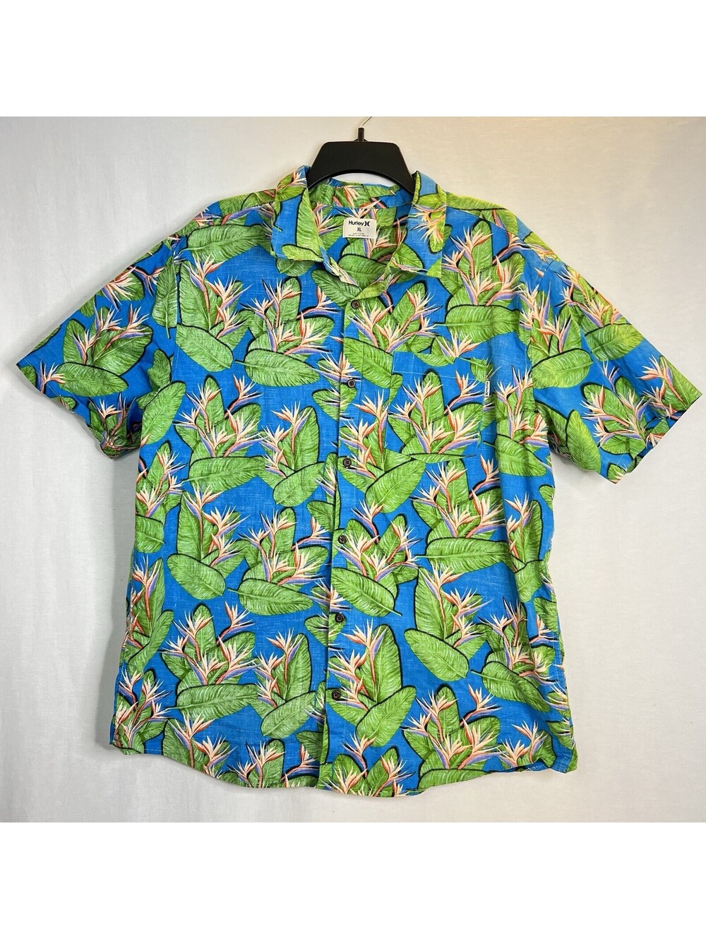 Hurley One and Only Lido Shirt Men’s XL Arctic Neon Short Sleeve Stretch